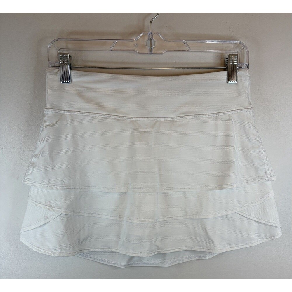 ATHLETA GIRL White Swing Skort XXL/16 Tiered Skirt Pockets Tennis Athletic